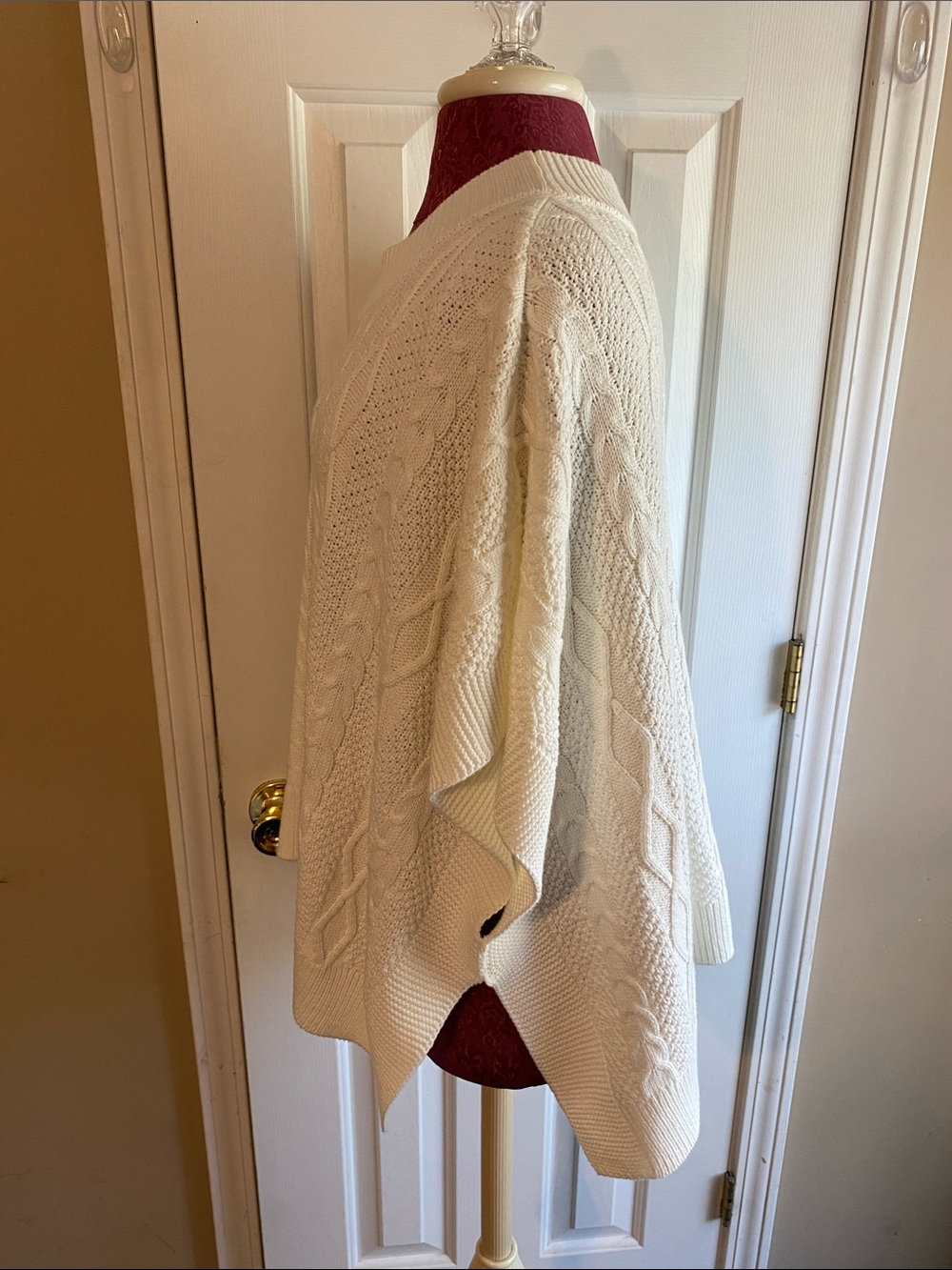 J. Crew Cream Cable-Knit Poncho Sweater One Size Fits All